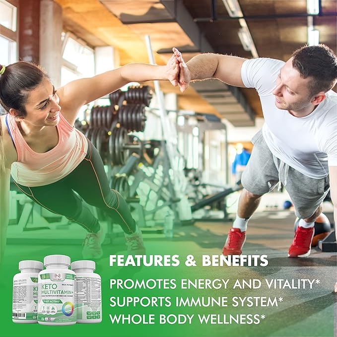Keto Multivitamin for Women and Men - 35 Potent Pure Ingredients - Vitamin C Vitamin D Vitamin A Vitamin E and Zinc for Immune Support - Non GMO Gluten Free Sugar Free All Natural - 30 Day