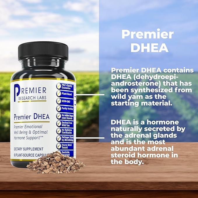 Premier Research Labs Premier DHEA - DHEA Supplement for Women &amp Men Pure DHEA 25mg Hormone Support for Healthy Aging Wild Yam DHEA Vegan Friendly - 60 Vegetarian Capsules