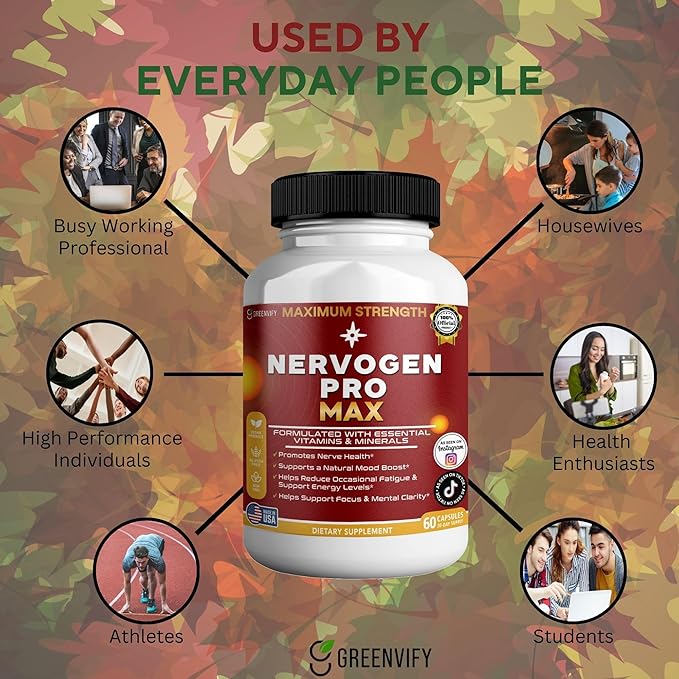Nervogen Pro Max Nerve Health Support Supplement with B Vitamins 60 Capsules 30-Day Supply (5)
