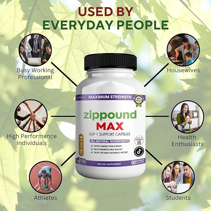Zippound MAX GLP-1 Support Capsules Maximum Strength All Natural Ingredients 60 Capsules 30-Day Supply (3)