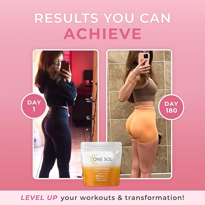 One Sol Creatine for Women All Natural Women’s Creatine Powder w Creapure &amp Leucine Increase Lean Muscle Mass Reduce Recovery Time Promotes Brain &amp Bone Health (Unflavored 60 Servings)