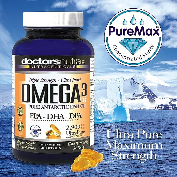 Omega 3 DPA Fish Oil 2900 Milligrams Triple Strength Ultra Pure Concentrated EPA-DPA-DHA SoftGels - 30 Servings