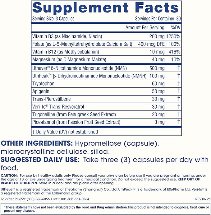 ProHealth NAD Triple Boost™ with NMN 500mg and NMNH 100 mg Plus Apigenin and Trans-Resveratrol. Promotes Longevity Heart and Brain Health Activates Sirtuins for Cellular Repair (30 Servings)