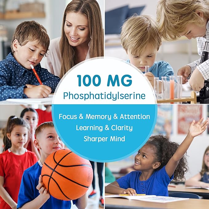 Sugar Free Phosphatidylserine Gummies for Kids + Fiber Gummies for Adults