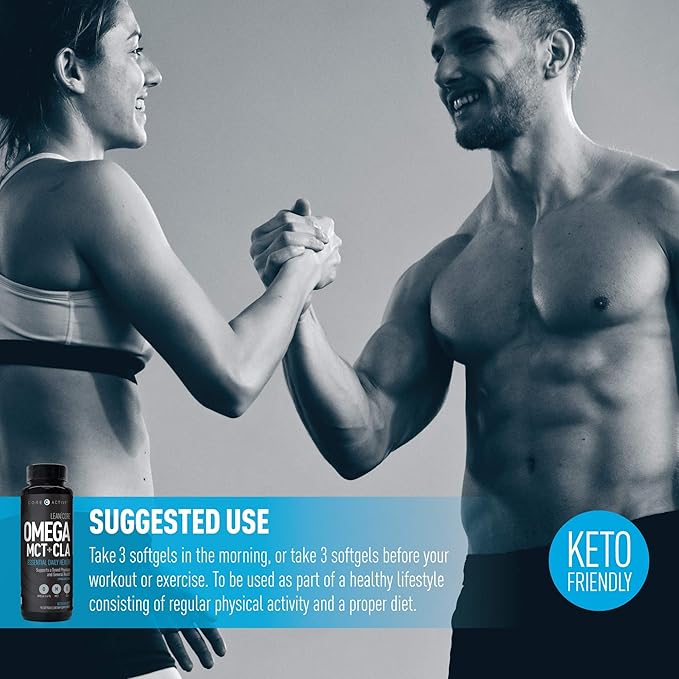 Lean Omega MCT + CLA - Stimulant Free Health Formula Lean Muscle &amp Toned Physique Omega 3-6-9 Fatty Acids - Flaxseed Fish Oil- Coconut Oil- Keto Friendly 30 Day Supply (90 Softgels)