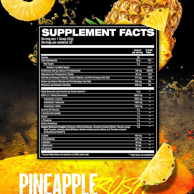 HOSSTILE Intra[R3] Intra Workout Powder EAA &amp BCAA Drink with Carbs Enhance Energy &amp Endurance Build Lean Muscle &amp Improve Recovery Pineapple Rush 20 Servings