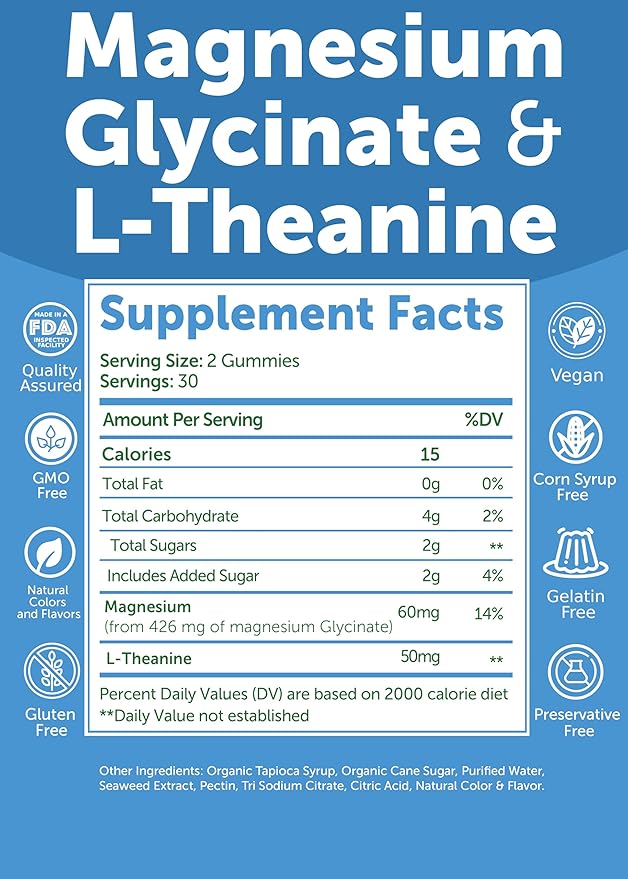 Lunakai USA Made Magnesium Glycinate Gummies 426mg with L-Theanine – Calm Sleep Stress Relief for Adults &amp Kids Non-GMO Vegan 60ct