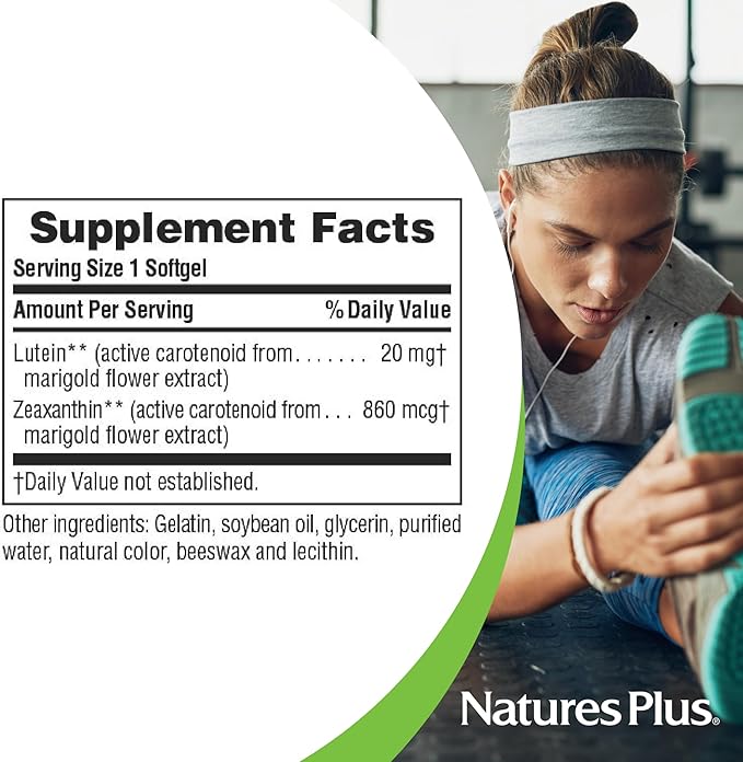 NaturesPlus Ultra Lutein 20 mg - 60 Softgels - Nutritional Support for Healthy Eye Function - 60 Servings