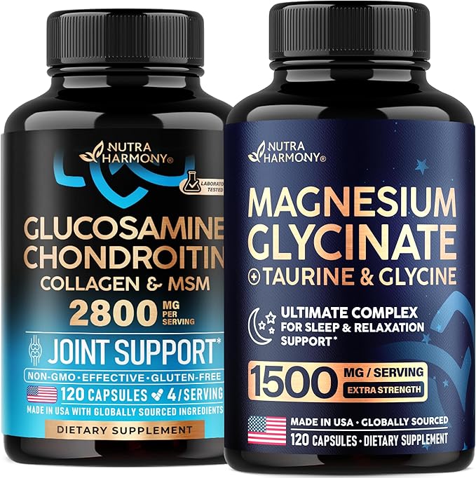 NUTRAHARMONY Glucosamine Chondroitin &amp Magnesium Glycinate with Glycine Capsules