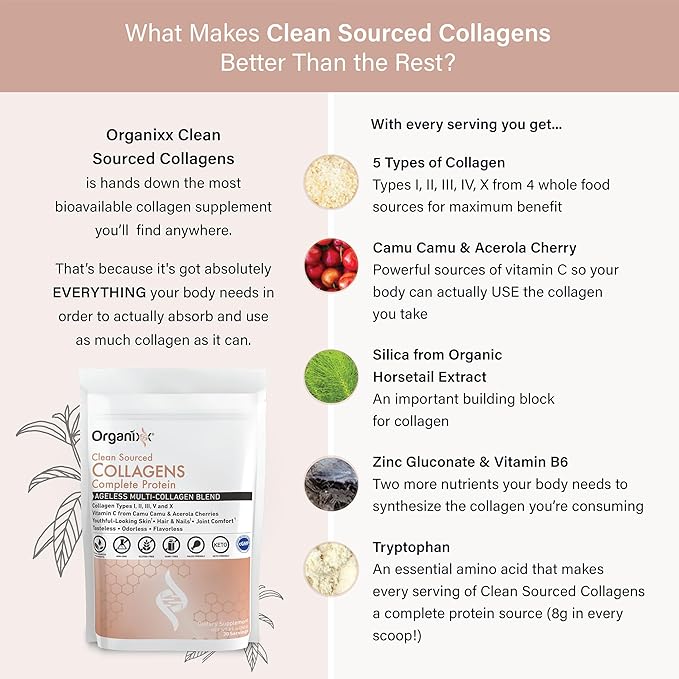 Organixx Clean Sourced Collagens (30 Servings) &amp Turmeric 3D (60 Caps) Bundle Collagen Protein Organic Turmeric Ginger &amp Ashwagandha Supports Joints Skin Hair Nails &amp Immune Health