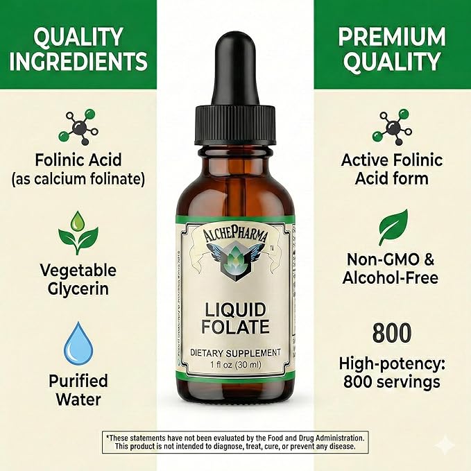 Folate Iiquid [ 667 mcg DFE 400 mcg of Folinic Acid ] 800 Servings