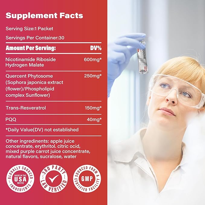 zooone- NAD+ Supplement 60pcs Premium Nicotinamide Riboside &amp Resveratrol DNA Repair &amp Healthy Aging Advanced NAD Supplement for Men &amp Women Boosts Cellular Energy