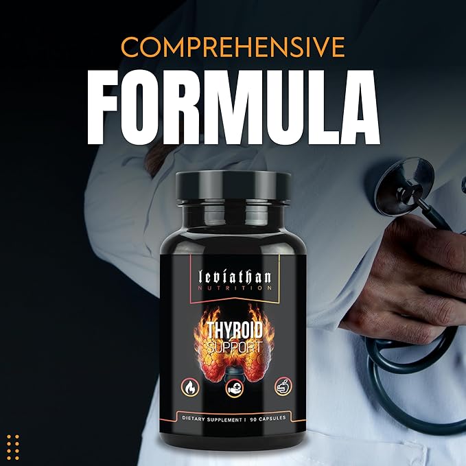 Leviathan Thyroid Support | Energy &amp Thyroid Health &amp Iodine Supplement Selenium Zinc Manganese Copper L Tyrosine Guggul Support for Women &amp Men