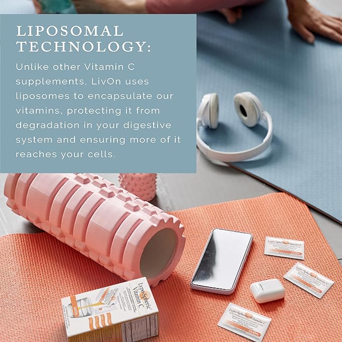 LivOn Laboratories - Lypo–Spheric Vitamin C – 1000 mg Vitamin C &amp 1000 mg Essential Phospholipids Per Packet – Liposome Encapsulated for Improved Absorption – Non–GMO - 12 Pack (360 Count)