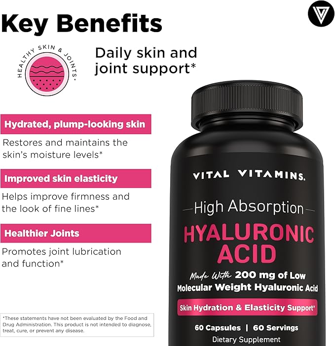Vital Vitamins Pure Hyaluronic Acid 60 ct + Astaxanthin 60 ct