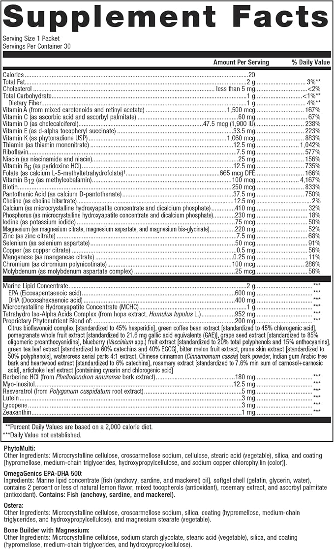 Metagenics Ostera - 60 Tablets PhytoMulti Without Iron - 60 Tablets and Wellness Essentials Women's Prime - 30 Count