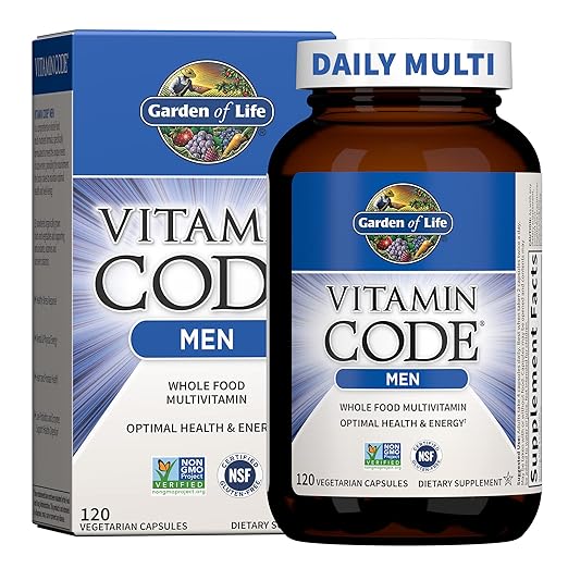 Garden of Life Vitamin Code Whole Food Multivitamin for Men - 120 Capsules Vitamins for Men Fruit &amp Veggie Blend and Probiotics for Energy Heart Prostate Health Vegetarian Mens Multivitamins