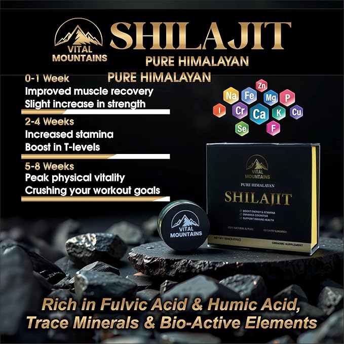 Pure Himalayan Shilajit Resin for Men and Women Rich in Fulvic Acid with 85+ Trace Minerals for Strength Energy Stamina Muscle Building &amp Vitality - Pure and Organic Shilajit Resin