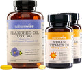 NatureWise [1] Flaxseed Oil 1000mg - Organic Cold Pressed - 120 Softgels[120-Day Supply] + (Pack of 2) Vegan Vitamin D3 5000iu + Organic Olive Oil - 60 Mini Softgels[60-Day Supply]