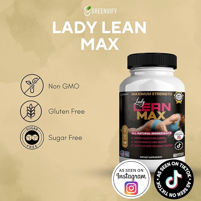 Lady Lean Max Dietary Supplement 60 Capsules 30-Day Supply All Natural Ingredients (2)