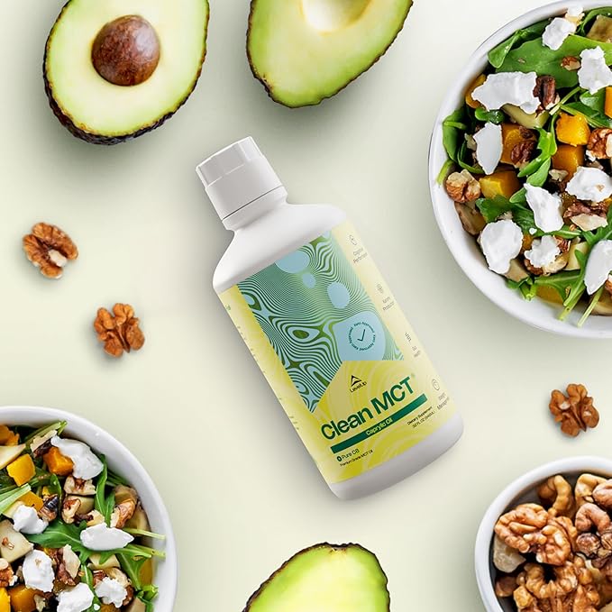 LevelUp C8 MCT Oil - 100% Pure Caprylic Acid (from Coconut) for Clean Energy &amp Focus - Keto-Friendly MCT Oil for Coffee - Non-GMO (32 oz)
