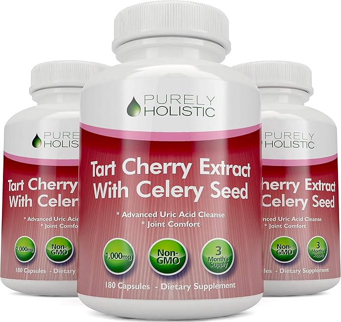 Tart Cherry Extract Capsules 1000mg - 180 Capsules 3 Month Supply - Blend with Tart Cherry and Celery Seed Powder