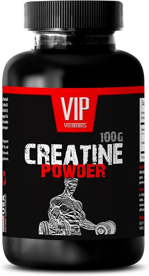 VIP VITAMINS Muscle Mass Supplements for Men - CREATINE Powder 100G - creatine monohydrate - 1 Bottle (100G Powder)