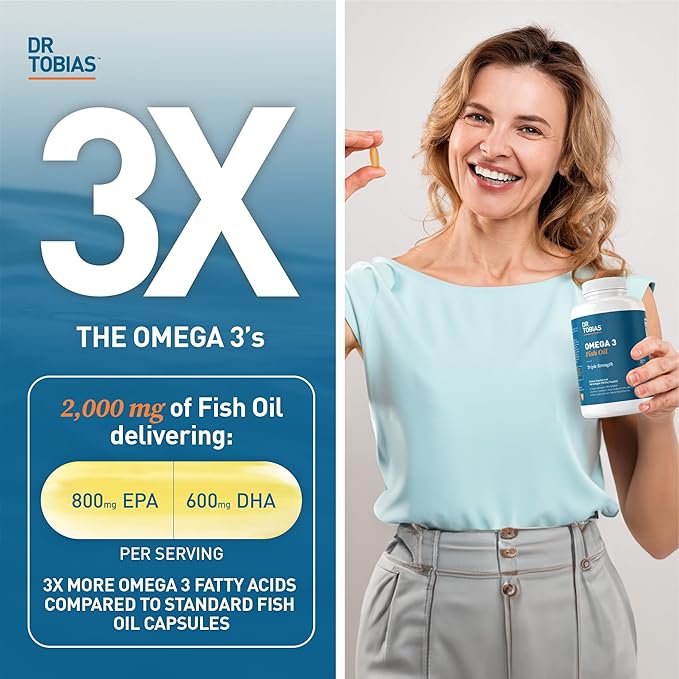 Dr. Tobias AKG Supplement &amp Omega 3 Fish Oil Support Cellular Energy &amp Overall Health with AKG and Triple-Strength Omega 3 EPA &amp DHA Non-GMO