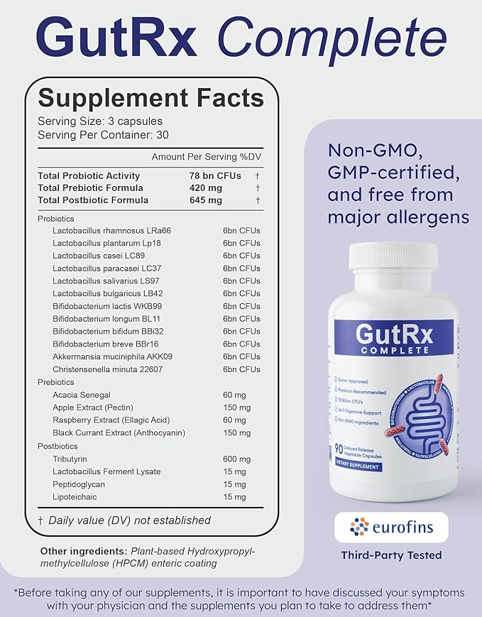 Complete Probiotic Prebiotic Postbiotic GLP-1 Alternative with Akkermansia &amp Christensenella + Mealtime Digestive Enzymes Lactase Lipase &amp Bromelain for FODMAP Carb Fat &amp Protein Bre