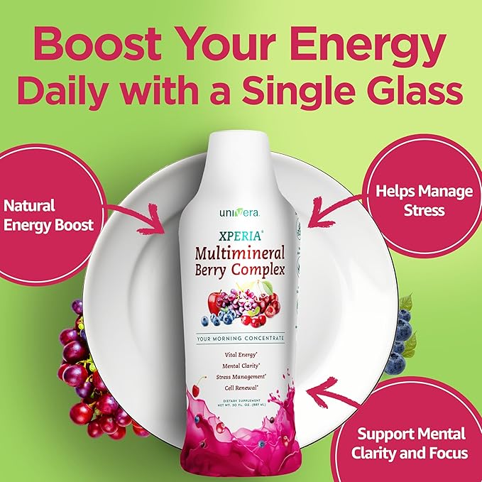 Xperia Concentrate Liquid Herbal Multimineral Multivitamin for women and man Ashwagandha Natural Energy Boost Agave syrup &amp Stevia 30 Fl oz. (30-Day Supply)