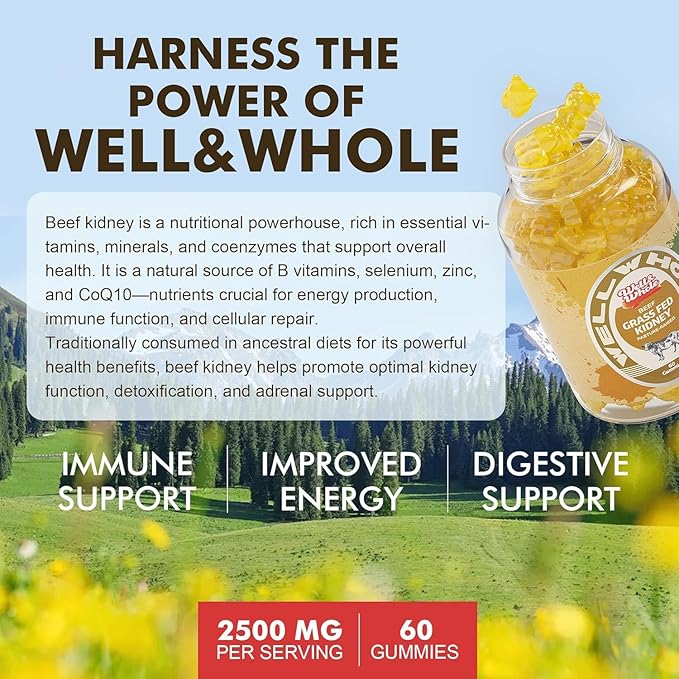 Well&ampWhole L-Lysine Gummies and Grass Fed Beef Kidney Gummies