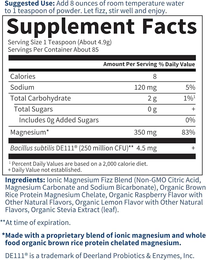 Garden of Life Dr. Formulated Whole Food Magnesium Powder with Probiotics – Stress &amp Sleep Support Non-GMO Gluten-Free Vegan Raspberry Lemon Flavor 85 Servings