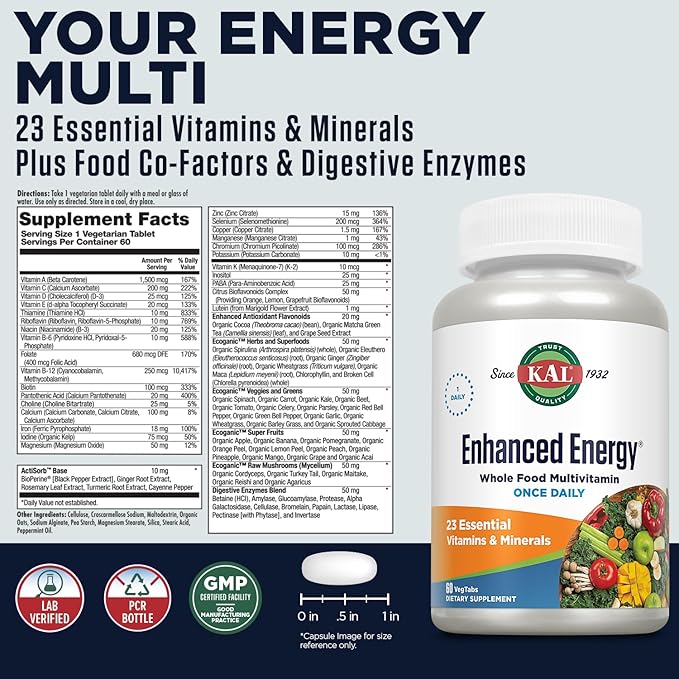 KAL Enhanced Energy Tablets 60 Count