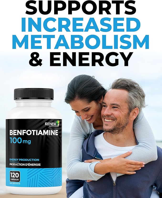 Renew Actives Benfotiamine 100mg – Supports Energy Production &amp Overall Wellness – Vegan Non-GMO Gluten-Free – 120 Capsules