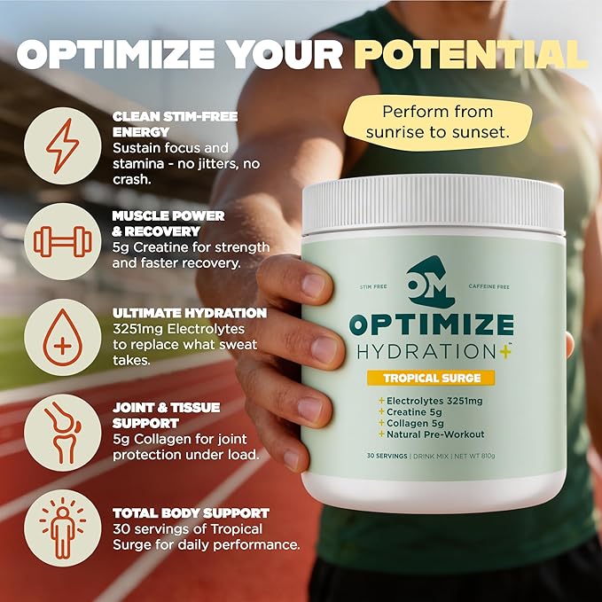 Optimize Minerals Tropical Surge Hydration | All in-One Supplement Pack Ionic Trace Mineral Blend Electrolyte and Micronutrient Support