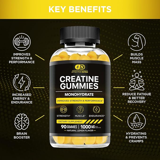EFFECTIVE NUTRA Creatine Monohydrate Gummies 90ct &amp Sugar Free Milk Thistle Gummies 90ct