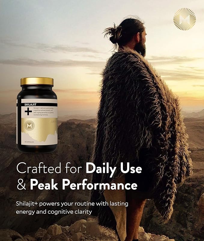 Manna Vitality Shilajit+ Capsules | 1000mg Purified Himalayan Shilajit Resin Supplement | Highest Bioavailability | Energy Performance Detox Vitality Mental Clarity &amp Cognitive Support | 60 Co