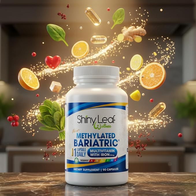 Shiny Leaf Methylated Bariatric Multivitamin with Iron 45mg – Once Daily Capsule ASMBS Compliant Bariatric Vitamins for Gastric Bypass &amp Gastric Sleeve for Men &amp Women USA Made – 4 Pack (36