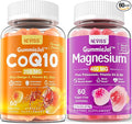 NEVISS Sugar Free CoQ10-250mg Filled Gummies + 5 Types of Magnesium 400mg Sugar Free Magnesium Filled Gummies for Adults 60 Counts