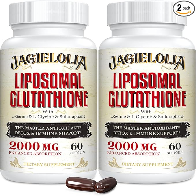 Liposomal Glutathione 2000 mg with L-Serine L-Glycine &amp Sulforaphane – Active L-Glutathione Unique Formulation to Enhance Absorption - Master Antioxidant Detoxifying &amp Immune | 120 Softgels