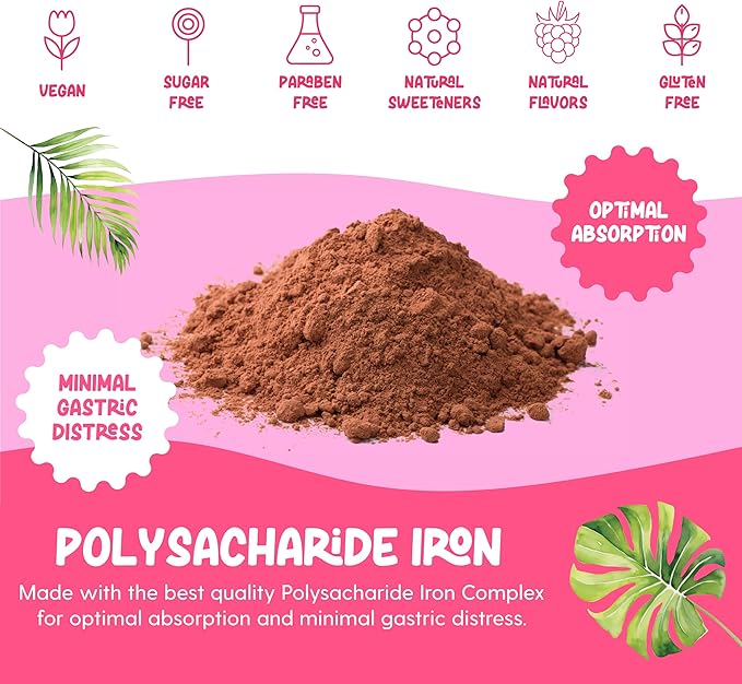 LLORENS PHARMACEUTICAL Iron Supplement for Women Iron Drops Daily Support 20mg of Polysaccharide Complex Free Taste Natural Sweeteners Vegan and Paraben Free (Berry Daiquiri 4 Fl Oz)