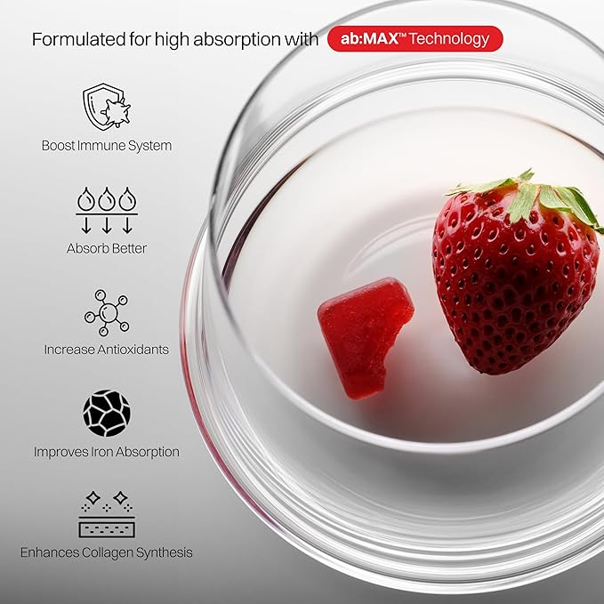 Liposomal Vitamin C for Adults 500mg Sugar-Free Gummies Immune Support Supplement Powerful Antioxidant Energy and Collagen Booster 30 Servings in Travel Pack - Strawberry Guava Flavor