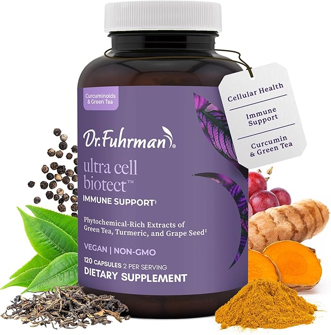 Ultra Cell Biotect- Powerful Antioxidant Support with Organic Turmeric Black Turmeric Green Tea Black Pepper and European Grape Seed for Optimal Health - 120 Capsules Physician Recommended