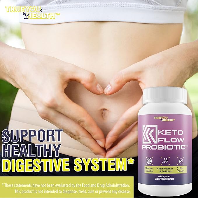KETO FLOW PROBIOTIC - Premium Probiotics &amp Prebiotics - Keto Friendly Probiotic Formula - 40 Billion CFU - Promote Healthy Gut Biome - Immune Support &amp Digestive Support - Aid Energy &amp Blo