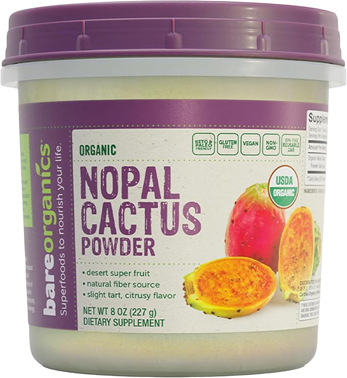 BareOrganics Nopal Cactus Powder | USDA Organic Vegan Non-GMO Gluten-Free | Super Fruit 8oz