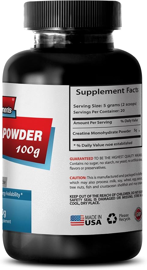 Organic Creatine Monohydrate - Creatine Powder 100mg - Performance and Stamina Booster Premium Creatine Powder creatine pre workout for men creatine monohydrate for women (2 Bot 100 grams each)