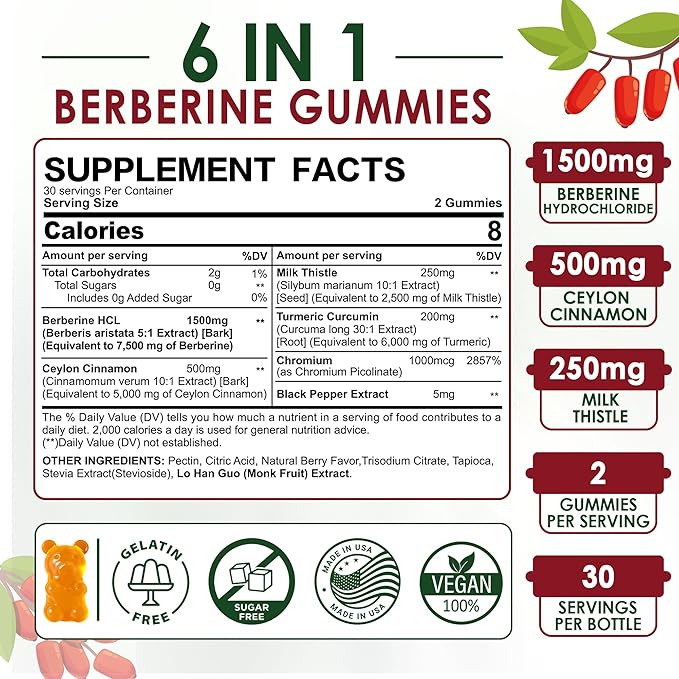 Nextdia Vegan Omega 3 Gummies Sugar Free + Berberine Supplement
