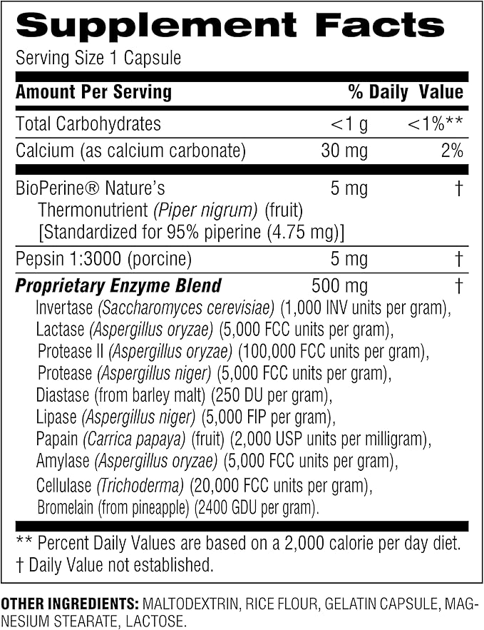 Botanic Choice Digestive Enzyme Complex - Digestive Aid for Healthy Gut Supplement for Better Digestion and Improved Nutrient Absorption to Ease Abdominal Bloating - 90 Pills