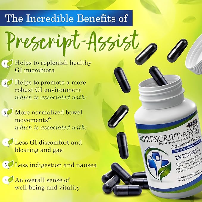 Prescript-Assist Light - 28 Strains Soil Microflora Probiotic and Prebiotic for Children &amp Adults with Advanced Formula - Soil Based Probiotics for Gut Health - No Refrigeration Needed 60 Caps