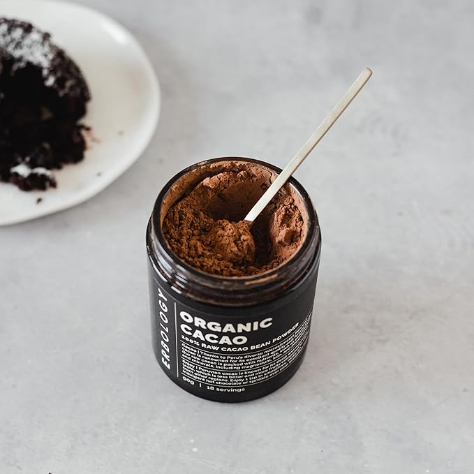 Erbology Organic Cacao Powder 3.2 oz - 18 Servings - Sustainably and Ethically Sourced Straight from Farm in Peru - Small Batch - Vegan - GMO-Free